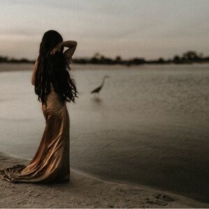 Gold Sleeveless Maxi Gown that laces in back